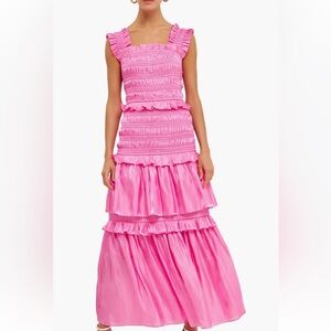 NWT endless rose sheer smocked tiered maxi dress size medium